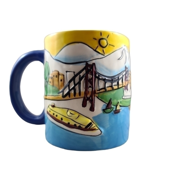 𝅺vancouver Pottery Mug Lions Gate Bridge Kayak Boat Souvenir Cup Coffee Tea - Picture 3 of 7